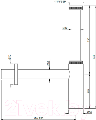 Сифон Jaquar ALD-CHR-769L250X190