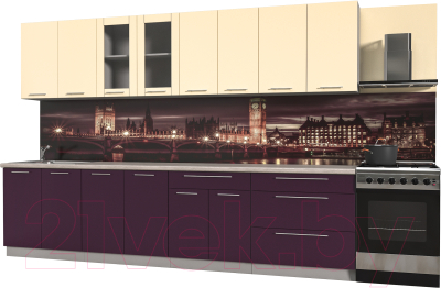 Готовая кухня Интерлиния Мила Пластик 3.1 Б - фото