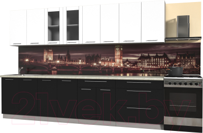 Готовая кухня Интерлиния Пластик 3.1 Б - фото