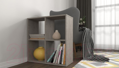 Стеллаж Polini Kids Home Smart Кубический 4 секции (бетон)