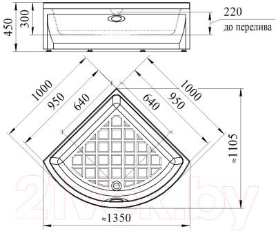 Душевой поддон Radomir 100 / 1-11-0-0-0-004