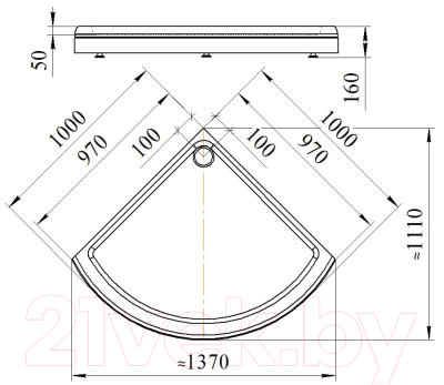 Душевой поддон Radomir 100 / 1-11-0-0-0-003