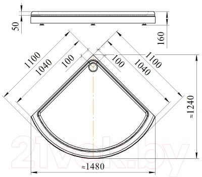 Душевой поддон Radomir 110 / 1-11-0-0-0-005