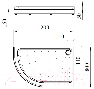 Душевой поддон Radomir 120x80 L / 1-11-0-1-0-008