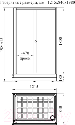 Душевой уголок Radomir Верчелли L / 1-03-1-1-0-0120 (прозрачное стекло)