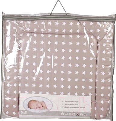 Пеленальный матрас Polini Kids Звезды мягкий (макиато/белый)