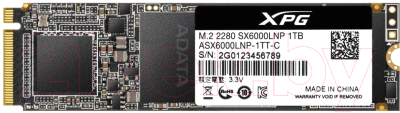 SSD диск A-data XPG SX6000 Lite 1TB (ASX6000LNP-1TT-C) - фото