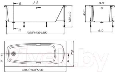 Ванна акриловая Roca Sureste 160x70 / ZRU9302787