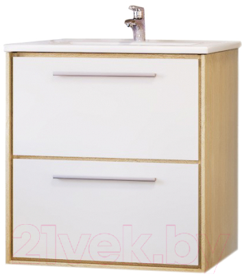 Тумба под умывальник Raval Frame 60 / Fra.01.60/P/W-DS (белый/дуб сонома) - фото