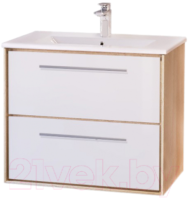Тумба под умывальник Raval Frame 75 / Fra.01.75/P/W-DS (белый/дуб сонома) - фото