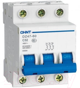 Выключатель автоматический Chint DZ47-60 3P 1A 4.5kA (C) / 187986 - фото