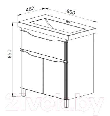Тумба под умывальник АВН Латтэ 80 / 41.39 (1)