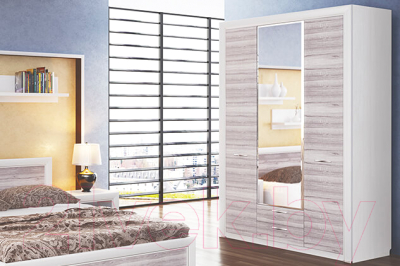 Шкаф Anrex Olivia 3D2S Z (вудлайн кремовый/дуб аскона)