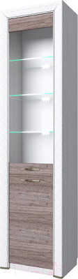 Шкаф с витриной Anrex Olivia 1V1D (вудлайн кремовый/дуб аскона) - фото
