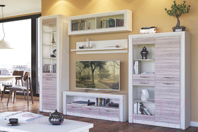 Шкаф с витриной Anrex Olivia 1V1D (вудлайн кремовый/дуб аскона)