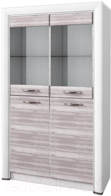 Шкаф с витриной Anrex Olivia 2V2D (вудлайн кремовый/дуб аскона)