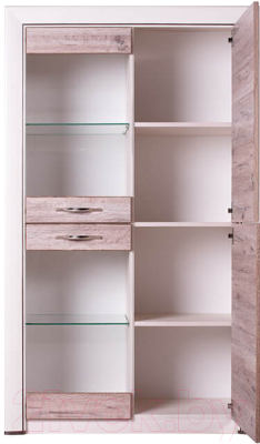 Шкаф с витриной Anrex Olivia 2V2D (вудлайн кремовый/дуб аскона)