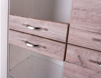 Шкаф с витриной Anrex Olivia 2V2D (вудлайн кремовый/дуб аскона)