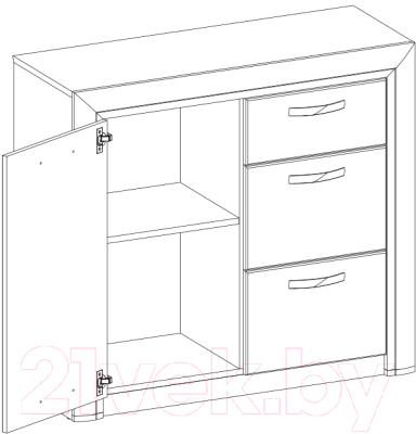 Тумба Anrex Olivia 1D3S (вудлайн кремовый/дуб анкона)