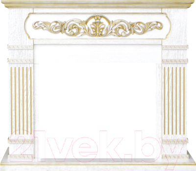 Портал для камина Смолком San Marino SYM 26/MB/JUP (белый дуб/патина золото) - фото