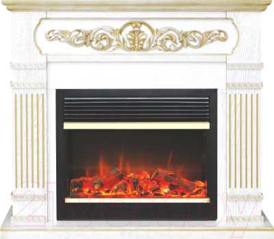 Портал для камина Смолком San Marino SYM 26/MB/JUP (белый дуб/патина золото)