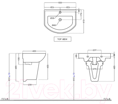 Умывальник Jaquar Continental CNS-WHT-801