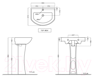 Умывальник Jaquar Continental CNS-WHT-801