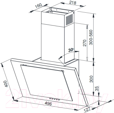 Вытяжка наклонная Weissgauff Gamma 50 PB WH LED