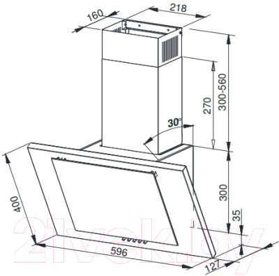 Вытяжка наклонная Weissgauff Gamma 60 PB OW LED