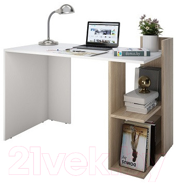Письменный стол Domus СП017 11.017R.01.93 / dms-sp017R-8685-K017 (правый, белый/вяз светлый) - фото