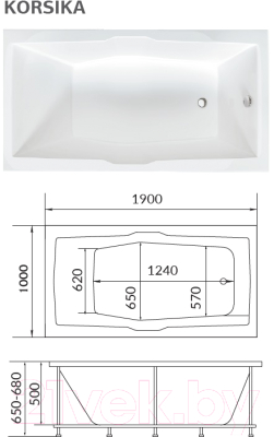 Ванна акриловая 1Марка Korsika 190x100