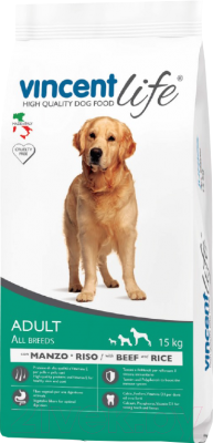 Сухой корм для собак Vincent Life Adult Beef & Rice (15кг) - фото