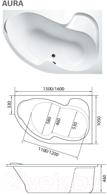 Ванна акриловая 1Марка Aura 150x105 L