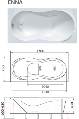 Ванна акриловая 1Марка Enna 170x75