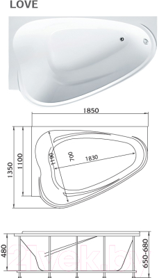 Ванна акриловая 1Марка Love 185x135 L
