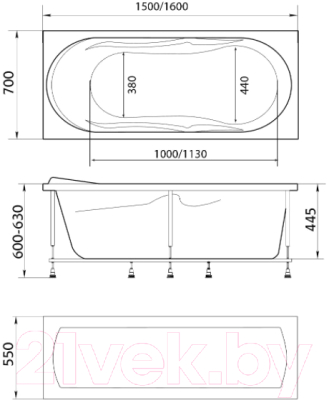 Ванна акриловая 1Марка Vita 150x70