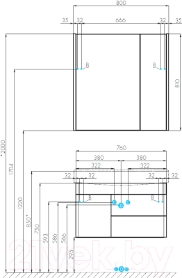Шкаф с зеркалом для ванной Акватон Беверли 80 (1A237102BV010)