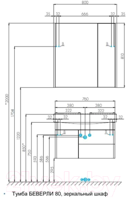 Тумба под умывальник Акватон Беверли 80 (1A235501BV010)