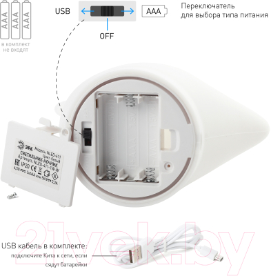 Ночник ЭРА NLED-412-1W-W