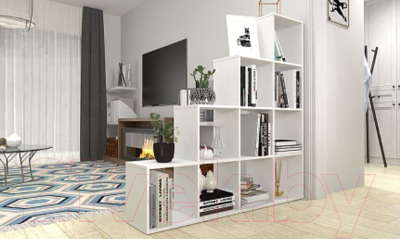 Стеллаж Polini Kids Home Smart Каскадный 10 секций (белый)