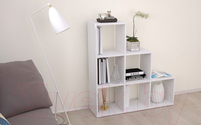 Стеллаж Polini Kids Home Smart Каскадный 6 секций (белый)