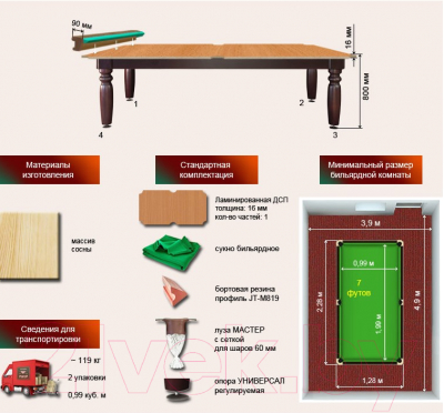 Бильярдный стол РуптуР Юниор / 150.00.07