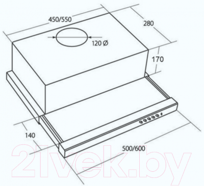 Вытяжка телескопическая Akpo Light Glass Touch Twin II 60 WK-7