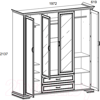 Шкаф Anrex Monako 4D2SZ