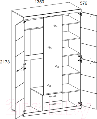 Шкаф Anrex Oskar 3D2S Z (дуб санремо)