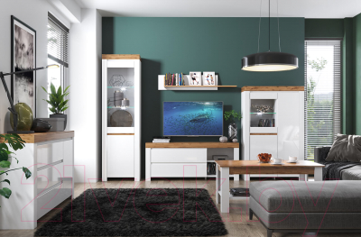 Тумба Anrex Taurus 1D3S (белый глянец/дуб вотан)