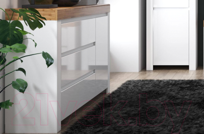 Тумба Anrex Taurus 1D3S (белый глянец/дуб вотан)