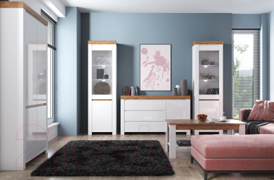 Тумба Anrex Taurus 1D3S (белый глянец/дуб вотан)