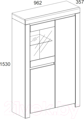 Шкаф с витриной Anrex Taurus 1V2D