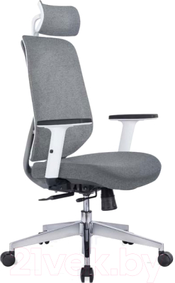 Кресло офисное Norden Имидж Gray 2 / YS-0817H(FY+FY)W (белый пластик/серая ткань) - фото